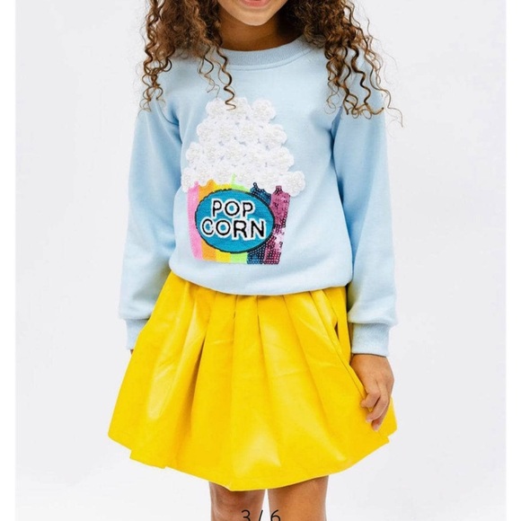 Lola + The Boys Other - Lola + The Boys Blue Popcorn Graphic Sweatshirt